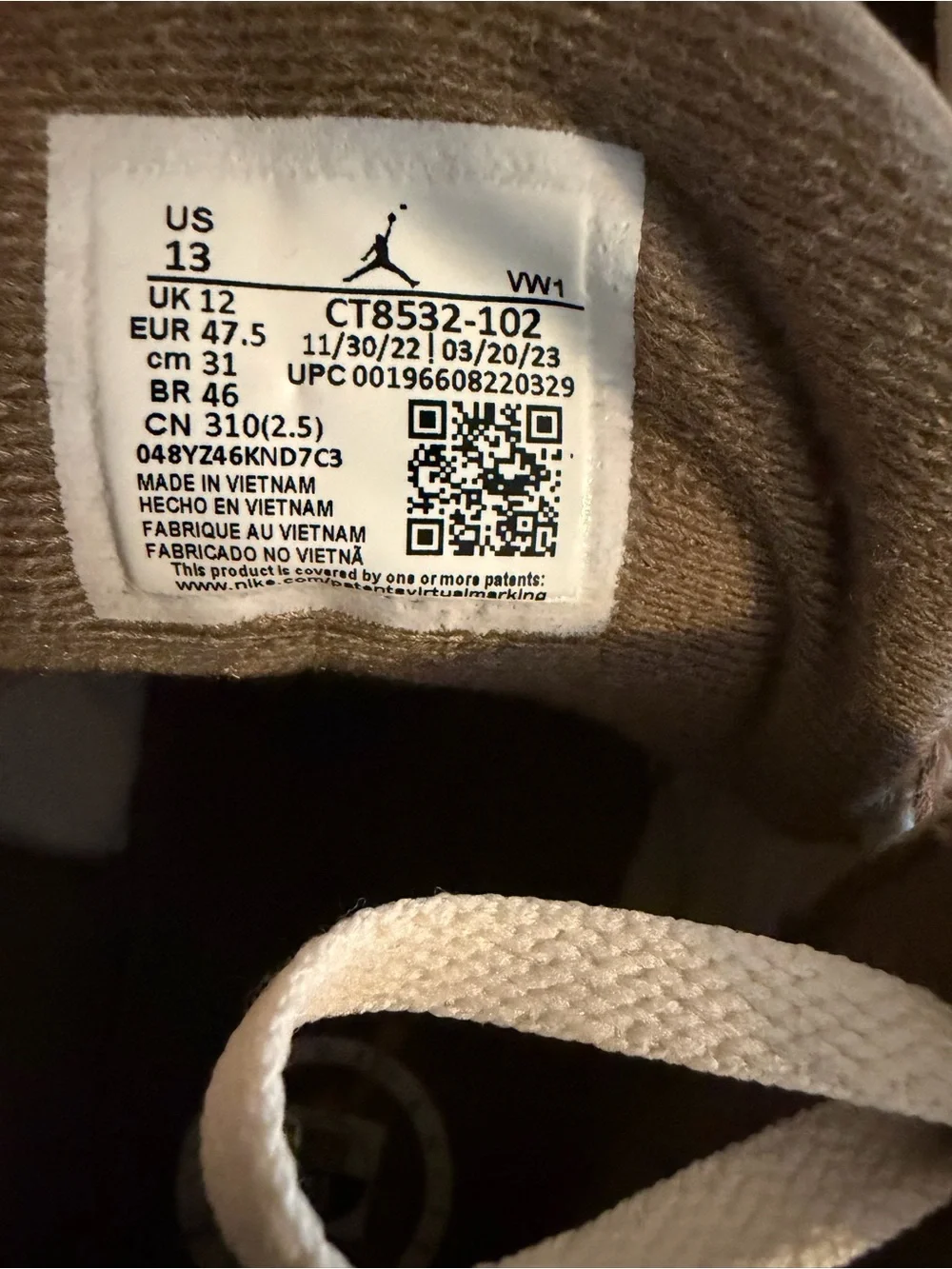 Jordan Sneakers in White, Brown and Gold